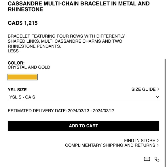 YSL CASSANDRE MULTI-CHAIN BRACELET IN METAL AND RHINESTONE (Size SMALL) - Picture 12 of 12